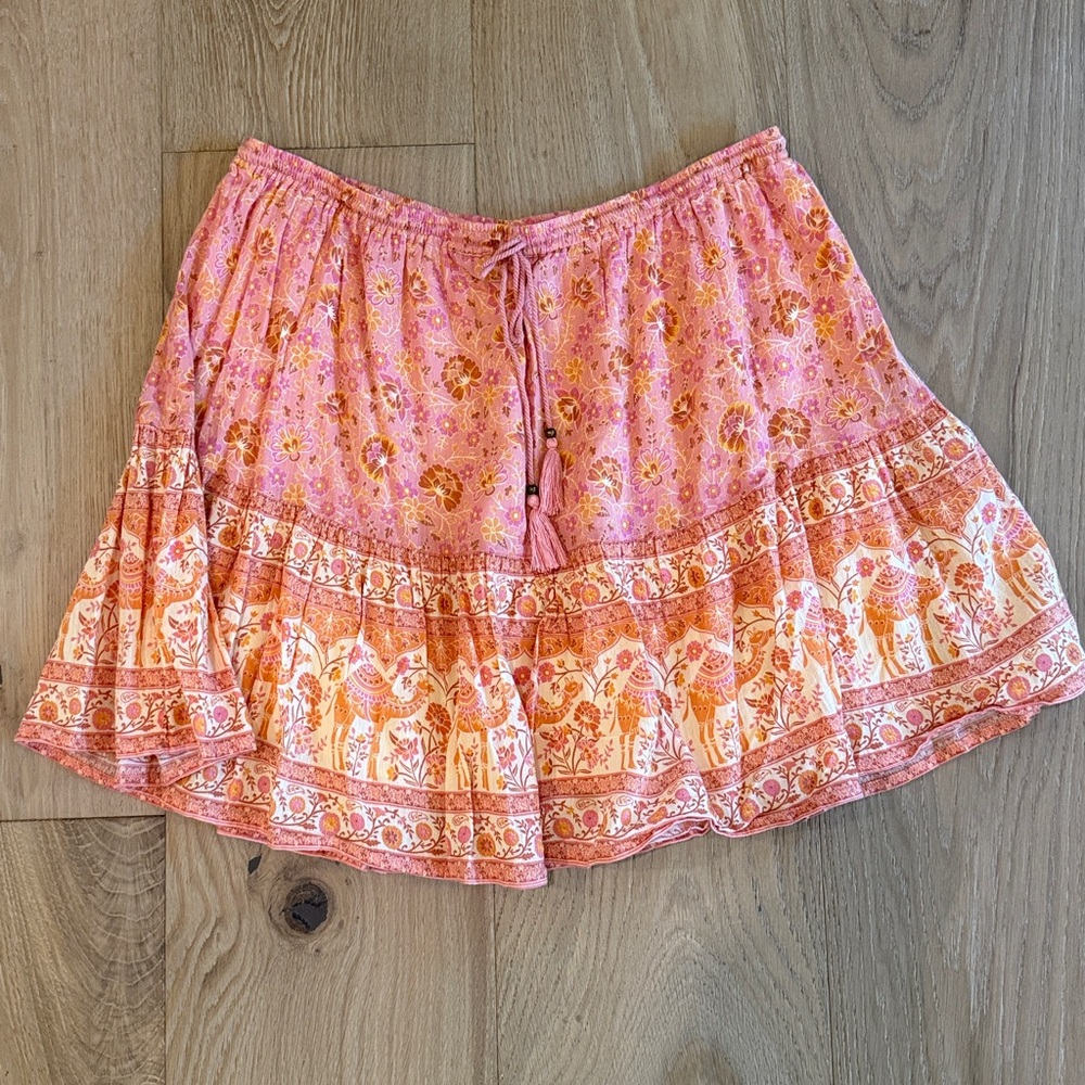Spell and the Gypsy Collective Sundown Mini Skirt Pink and Orange - Picture 7 of 9